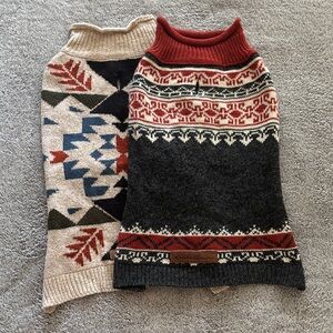 Eddie Bauer Geometric Knit Dog Sweater Set - Cream and Black